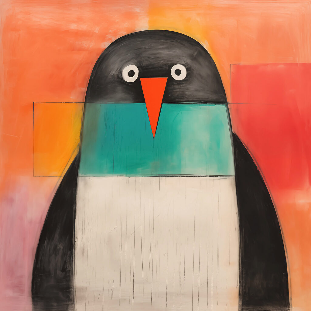 Pinguin în culori simple — design complet