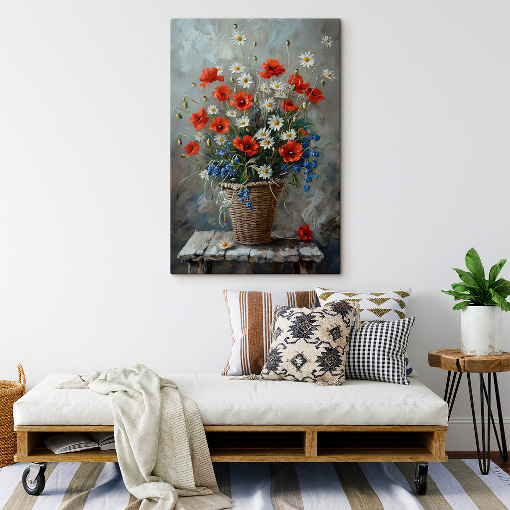Coș împletit cu flori — interior 2