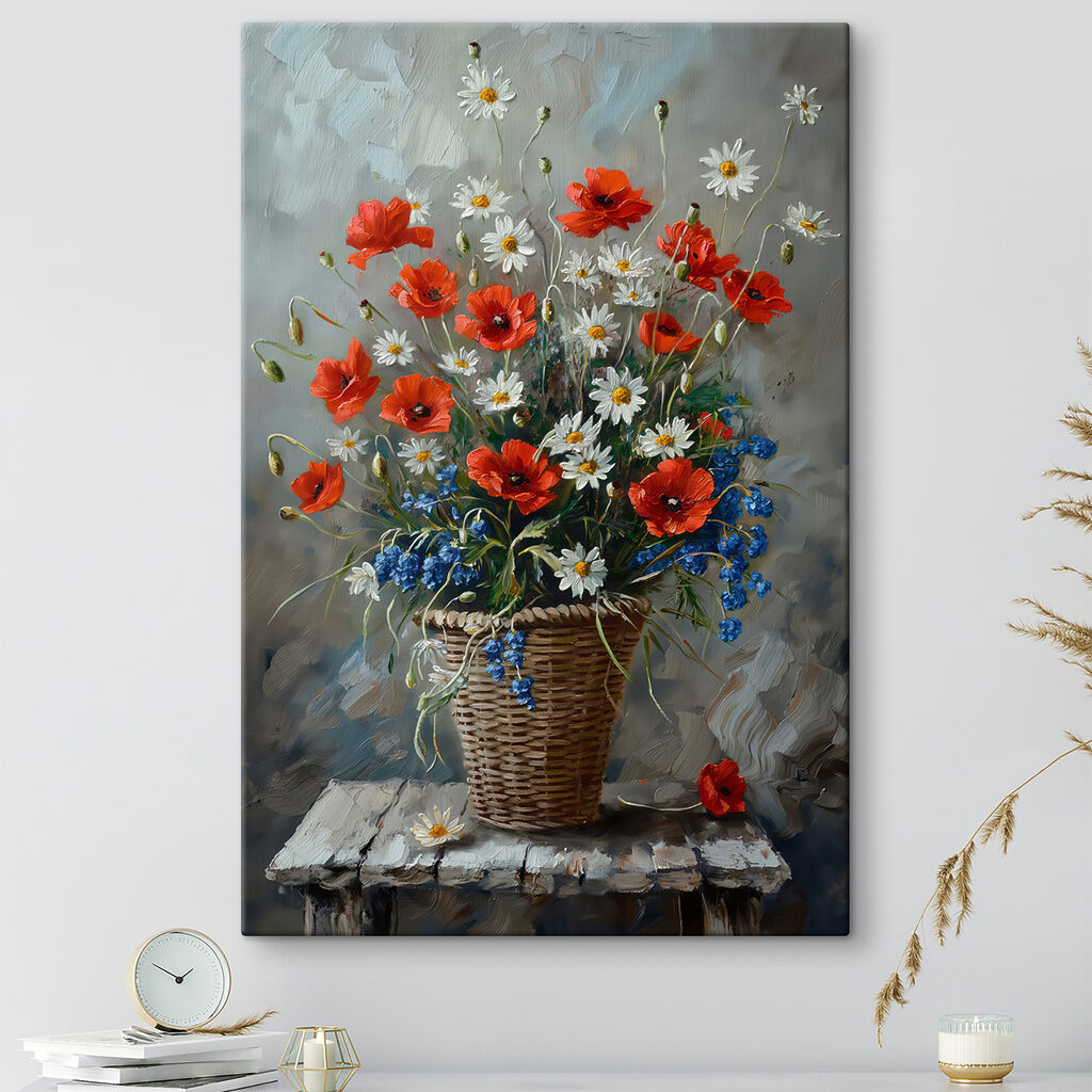 Coș împletit cu flori — interior 1