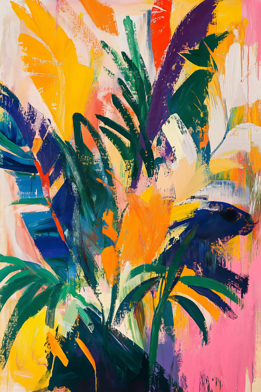 Frunze tropicale în vopsea — design complet