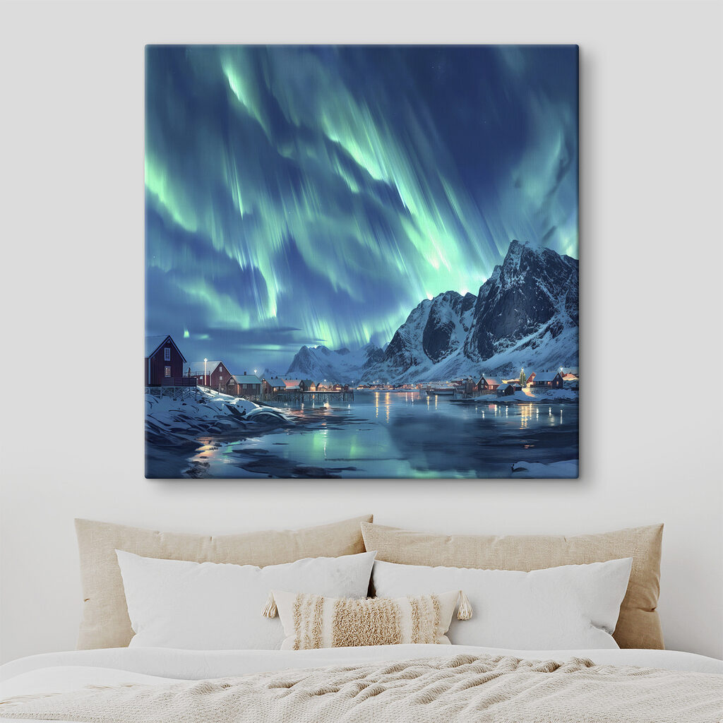 Aurora deasupra satului într-un interior