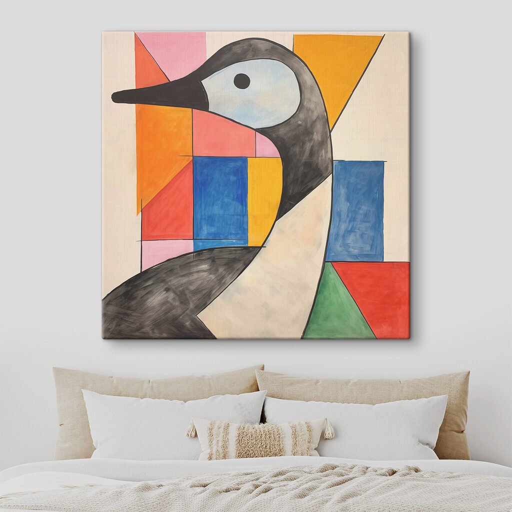 Pasăre între pătrate colorate — interior 1