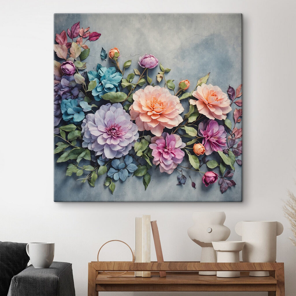 Buchet pastel pe albastru — interior 4