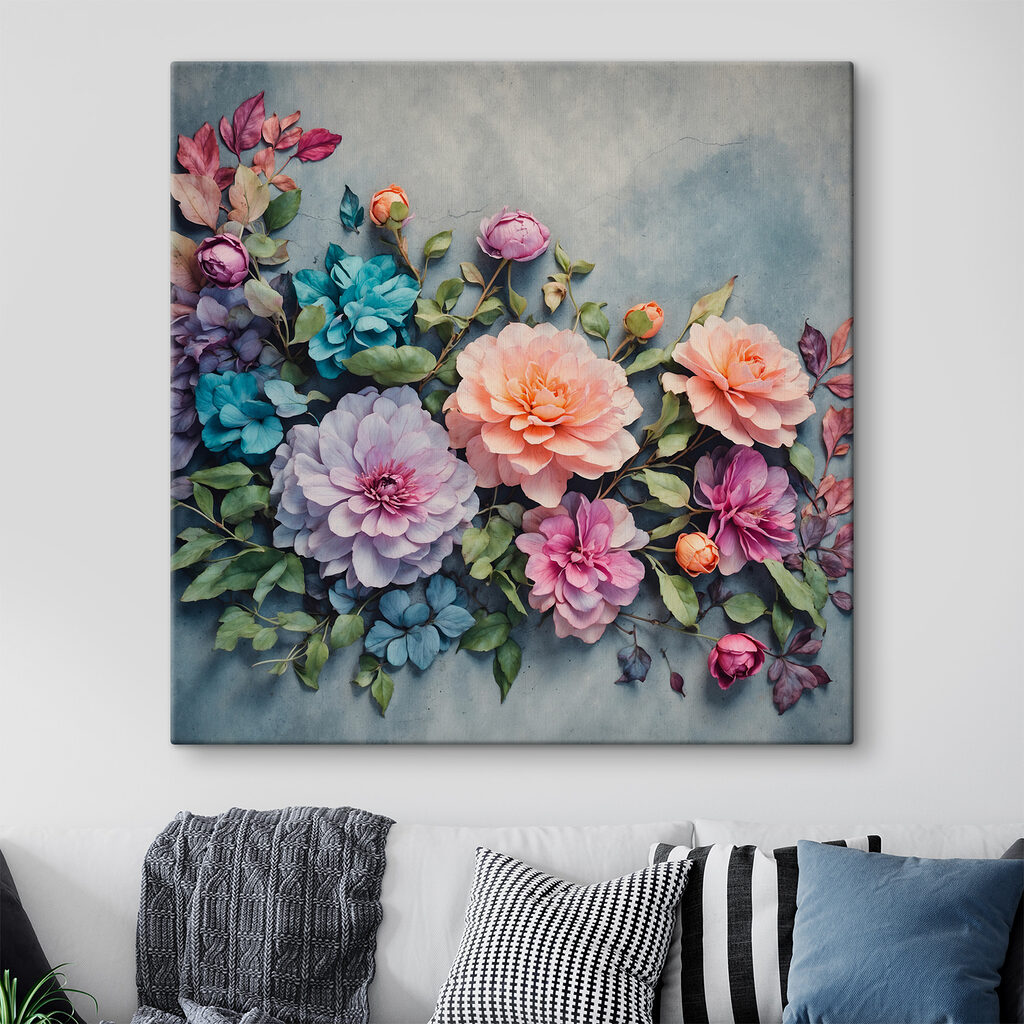 Buchet pastel pe albastru — interior 1