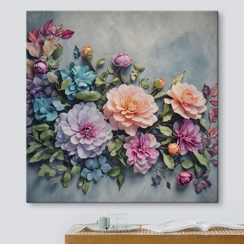 Buchet pastel pe albastru — interior 3