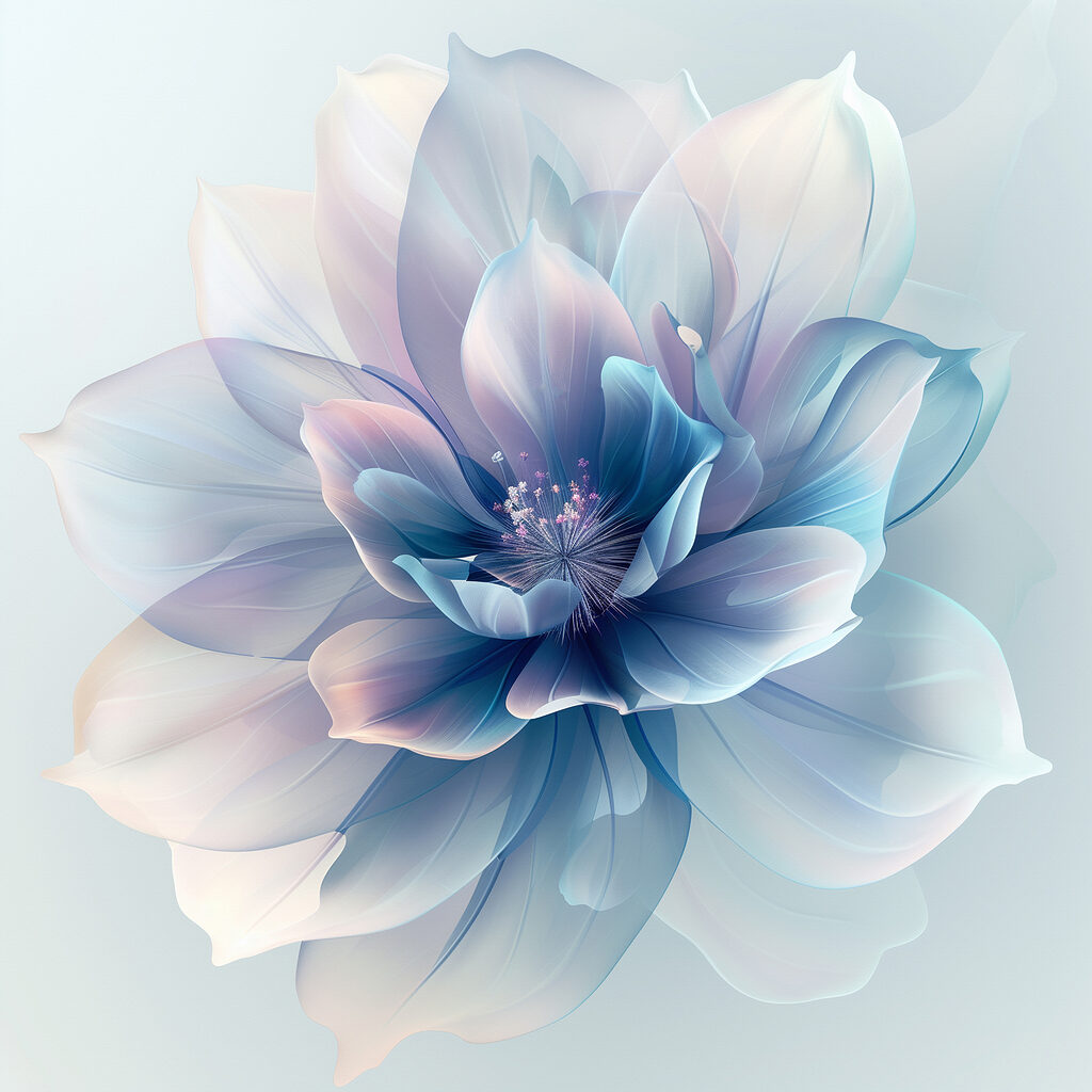 Floare albastră în pastel — design complet