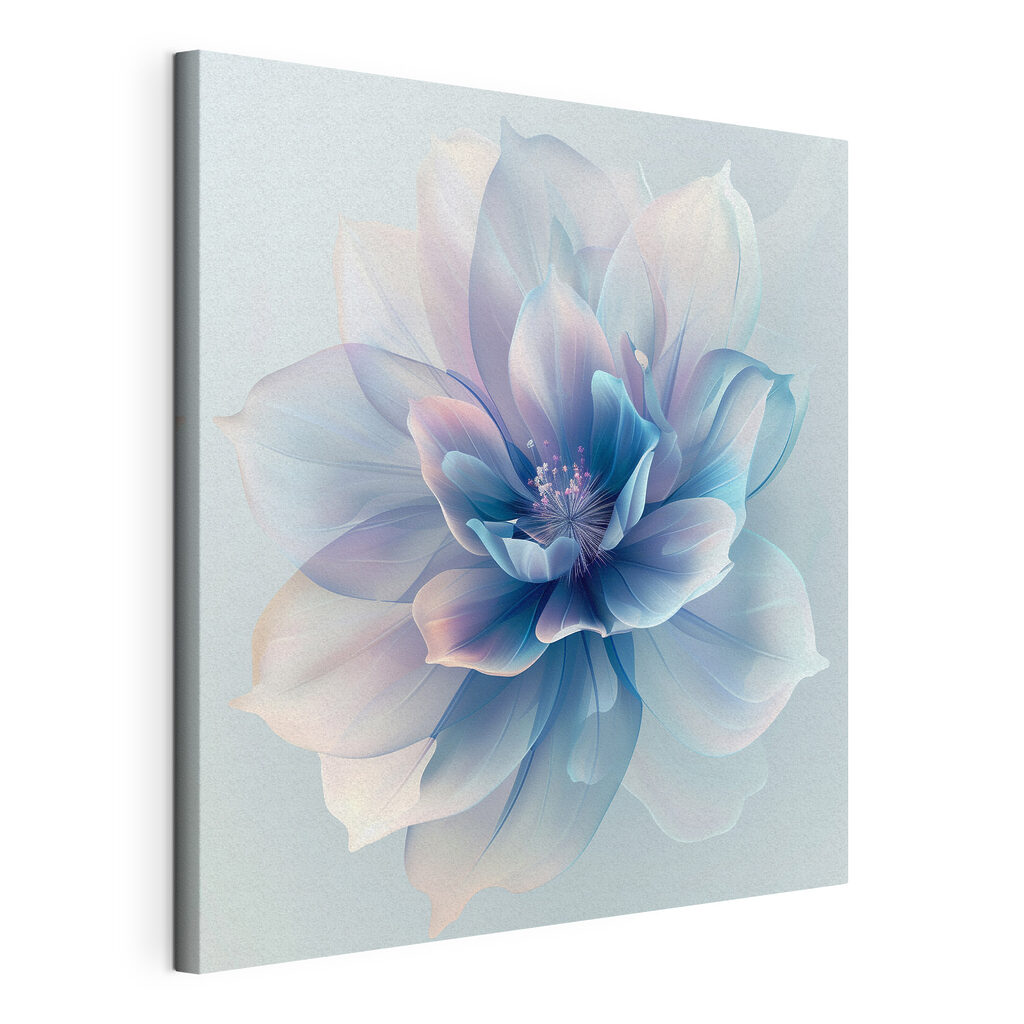 Floare albastră în pastel, tablou pe pânză întinsă, cu margine continuă