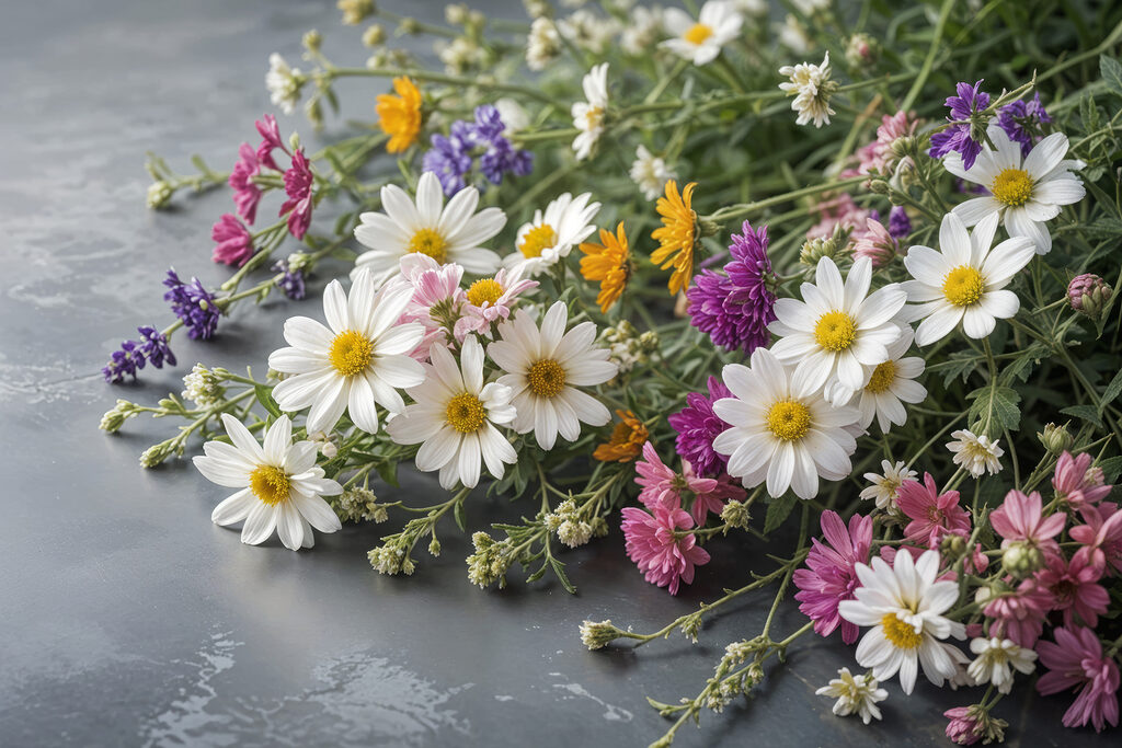 Buchet de câmp pregătit — design complet