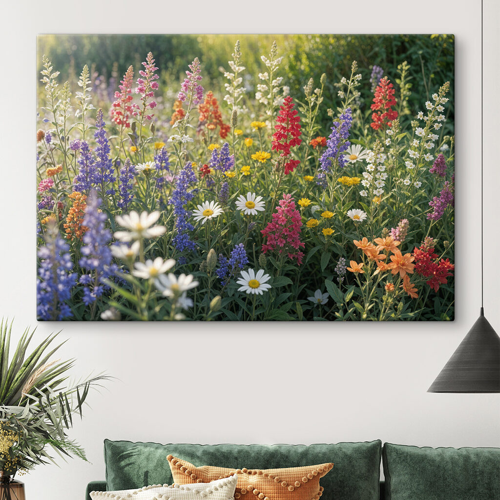 Lupini printre margarete într-un interior