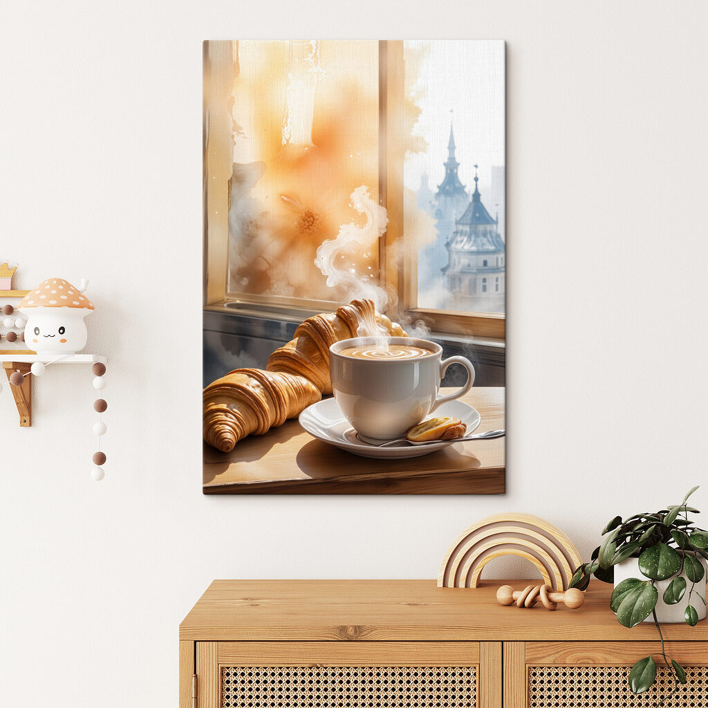 Cornulețe și cafea într-un interior