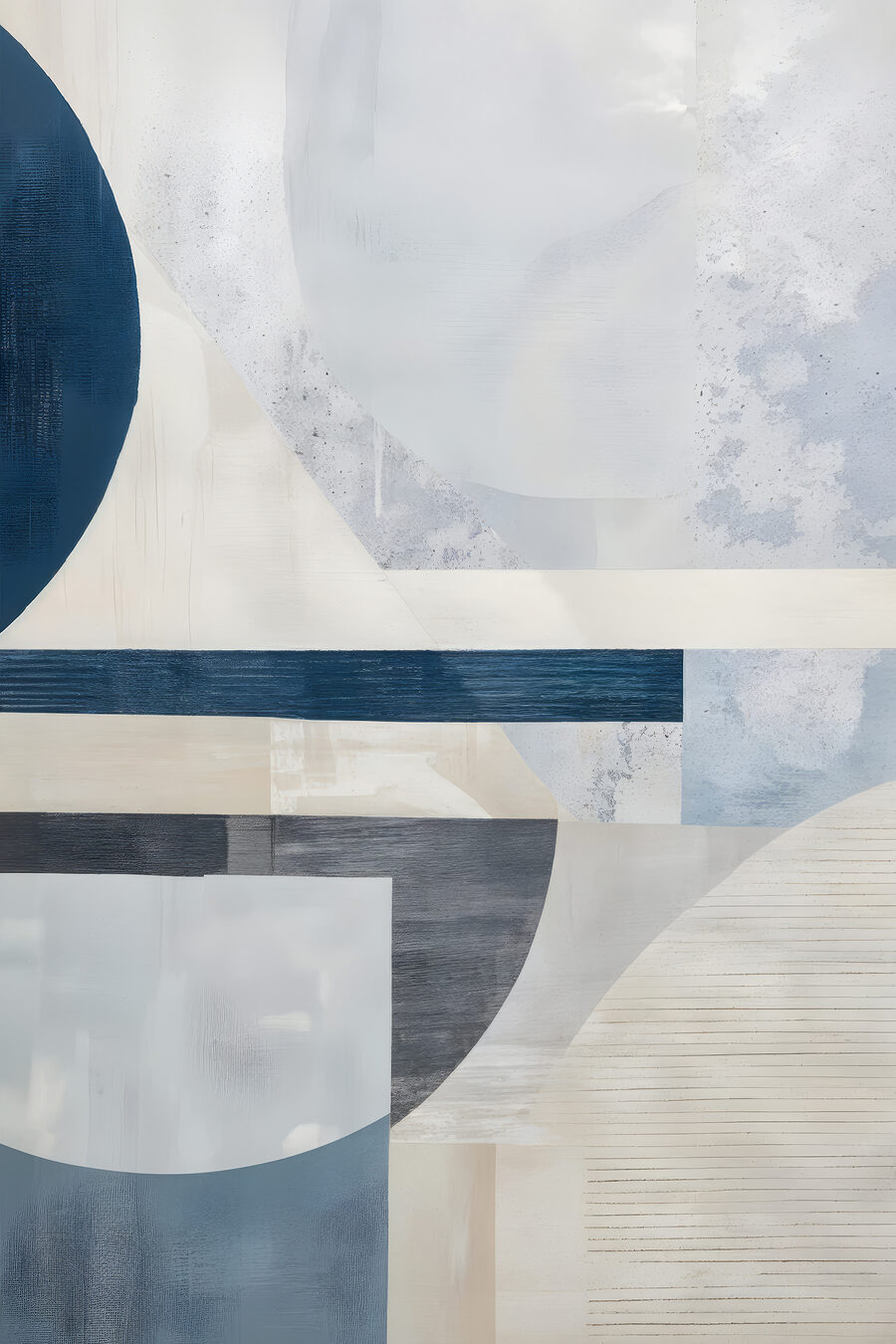 Arcuri albastre pe alb — design complet