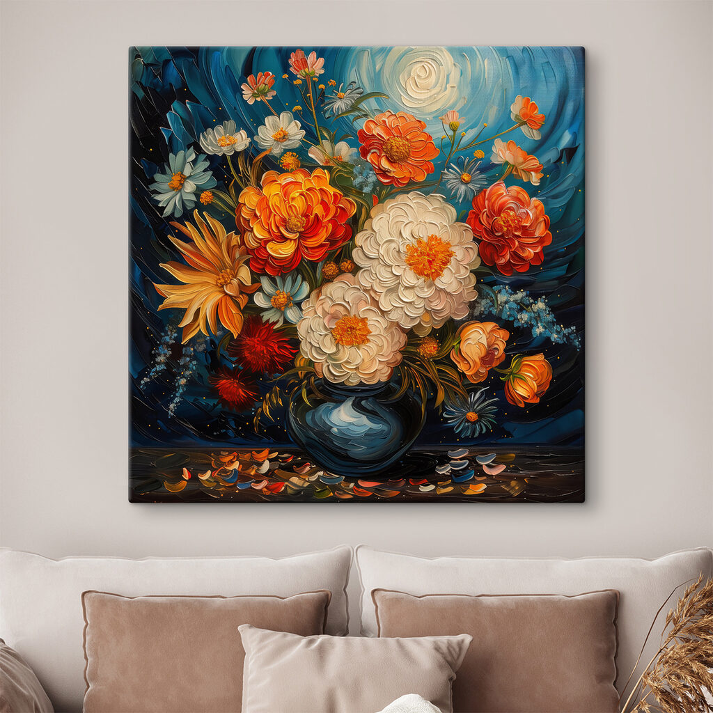 Buchet pe albastru — interior 1