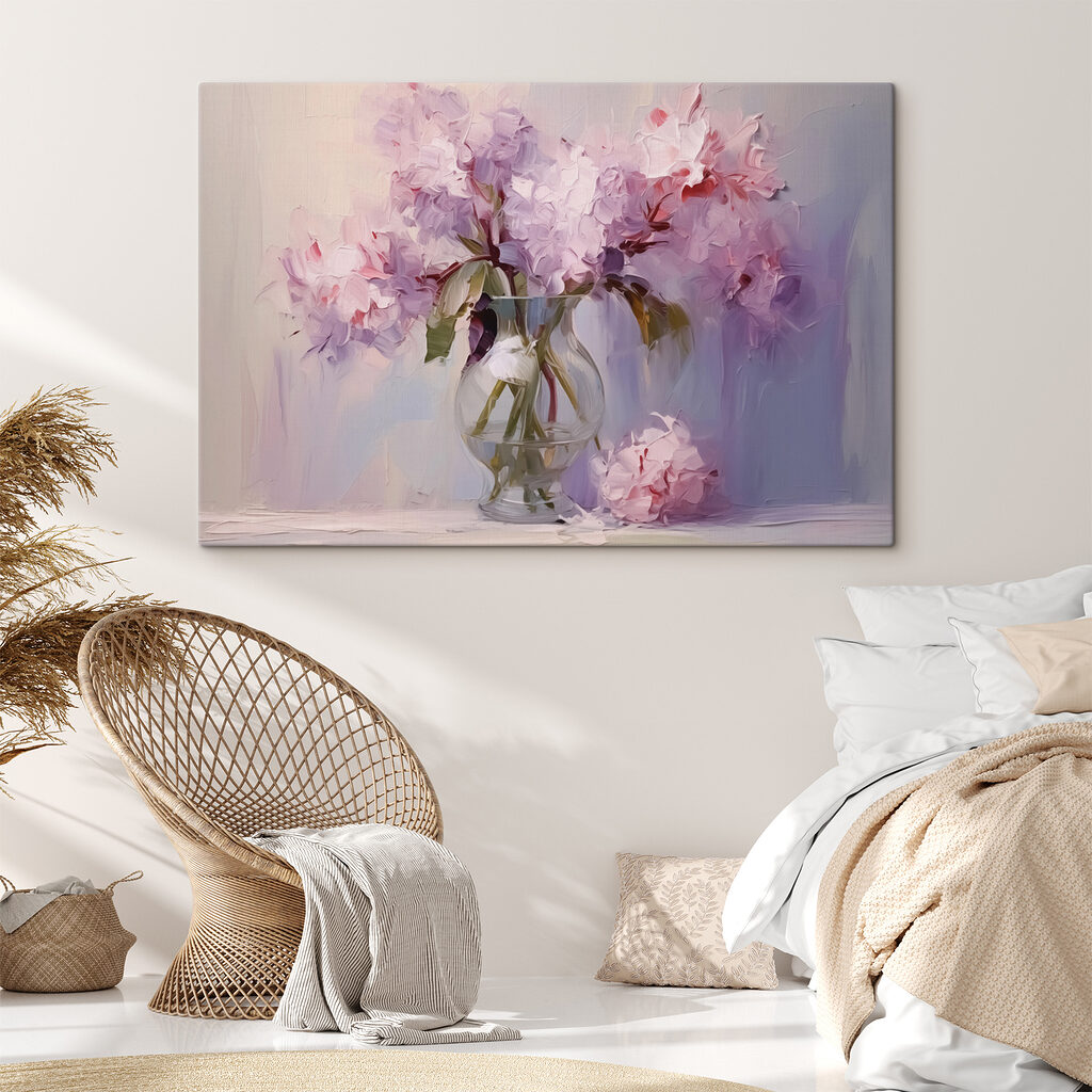 Buchet lila în sticlă — interior 1