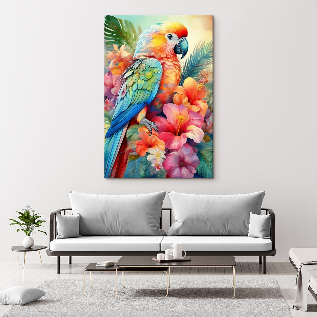 Papagal printre flori tropicale — interior 3