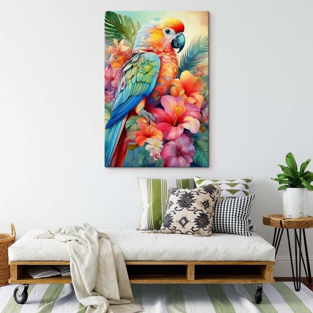 Papagal printre flori tropicale — interior 2