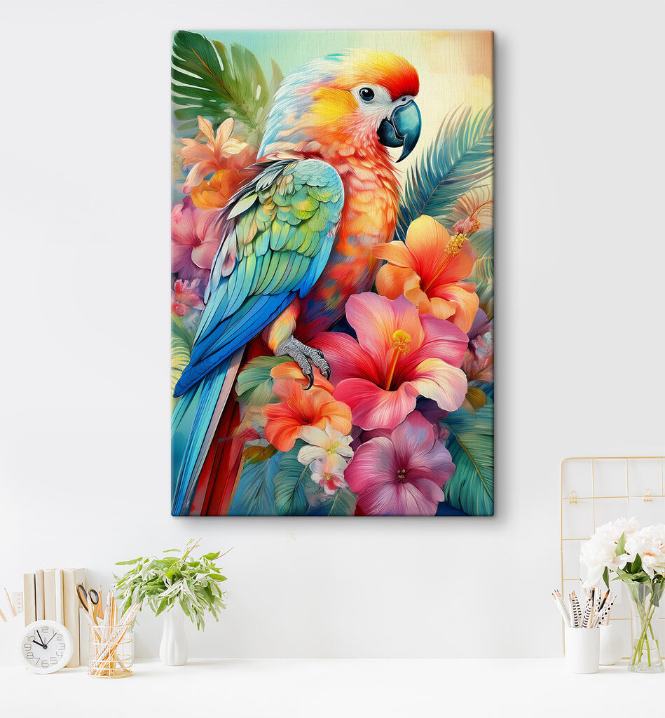 Papagal printre flori tropicale — interior 1