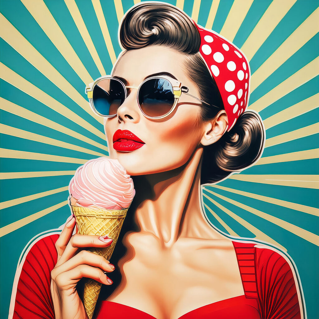 Portret retro cu înghețată — design complet