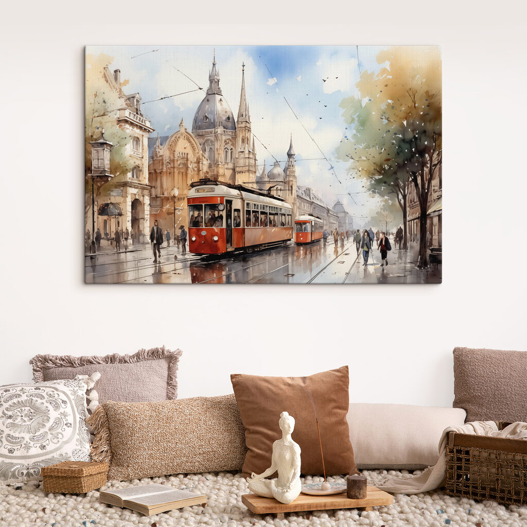 Tramvaie roșii sub ploaie — interior 2