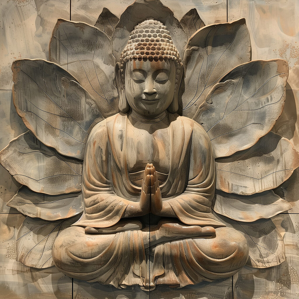 Buddha în fața lotușilor — design complet