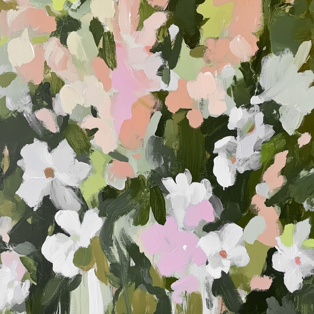 Flori albe în verde — design complet