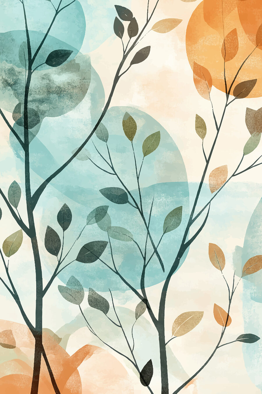 Ramuri în cercuri pastel — design complet