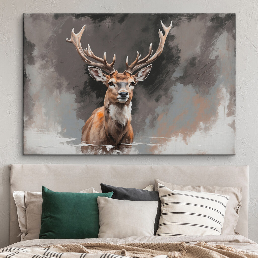 Portret de cerb într-un interior