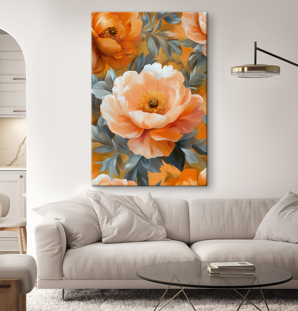 Floare piersică printre frunze — interior 2