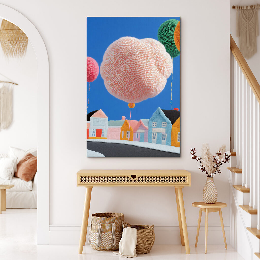 Balon roz deasupra caselor — interior 2