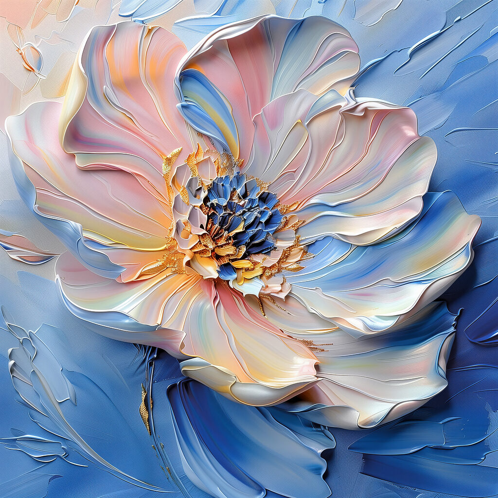 Floare pastel pe albastru — design complet