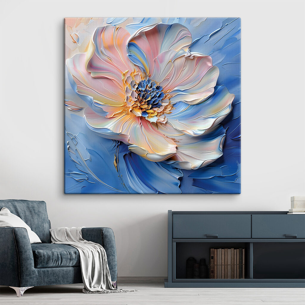 Floare pastel pe albastru — interior 2