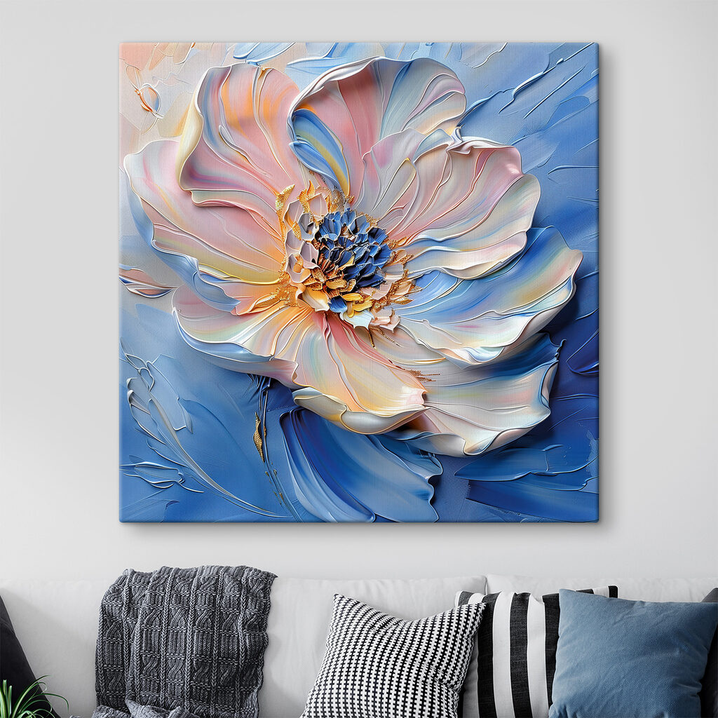 Floare pastel pe albastru — interior 1