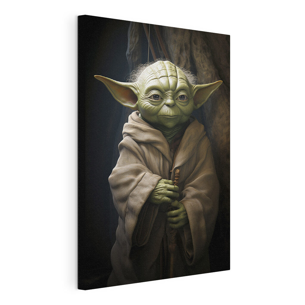 Yoda în mantie, tablou pe pânză întinsă, cu margine continuă