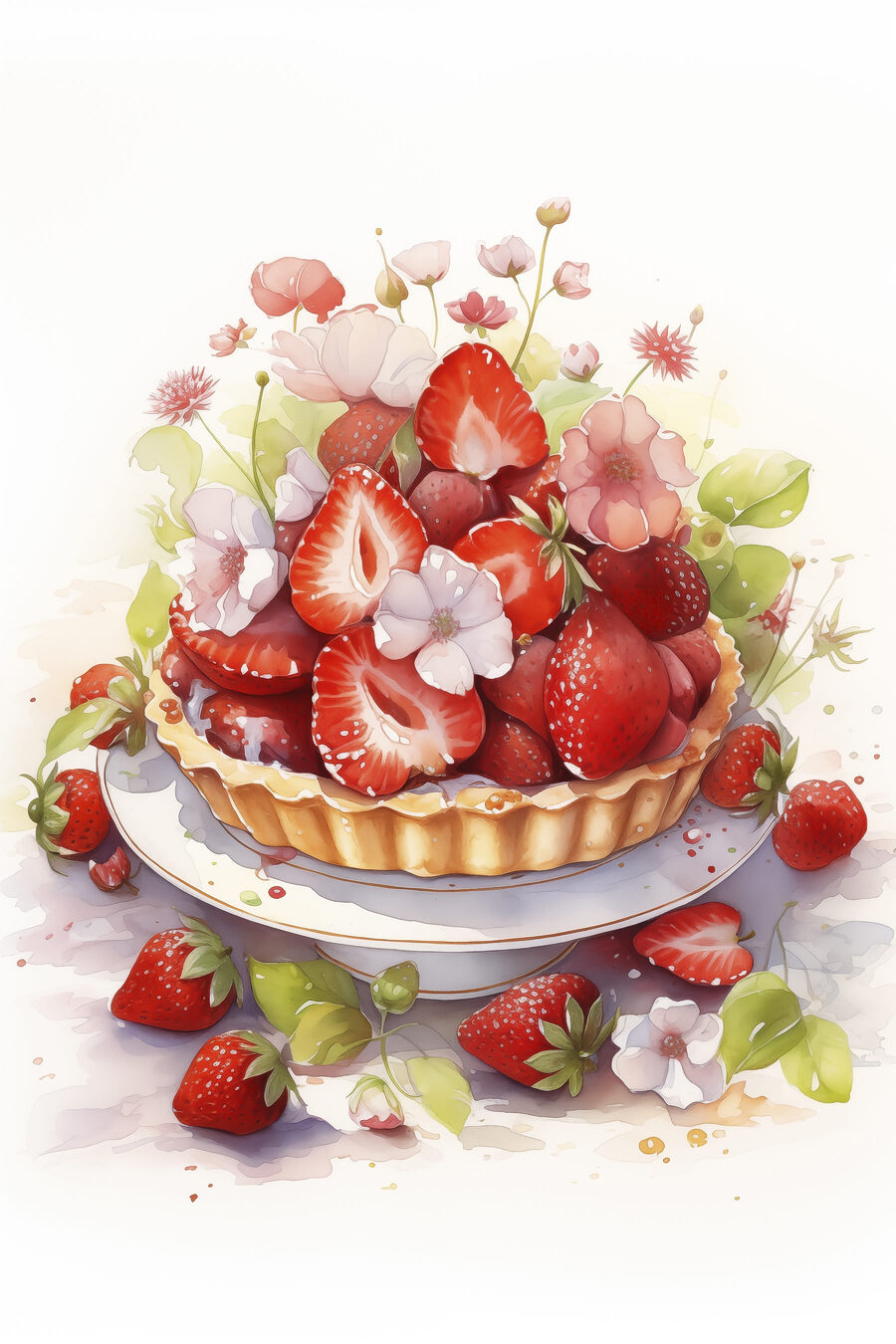 Tort între flori albe — design complet