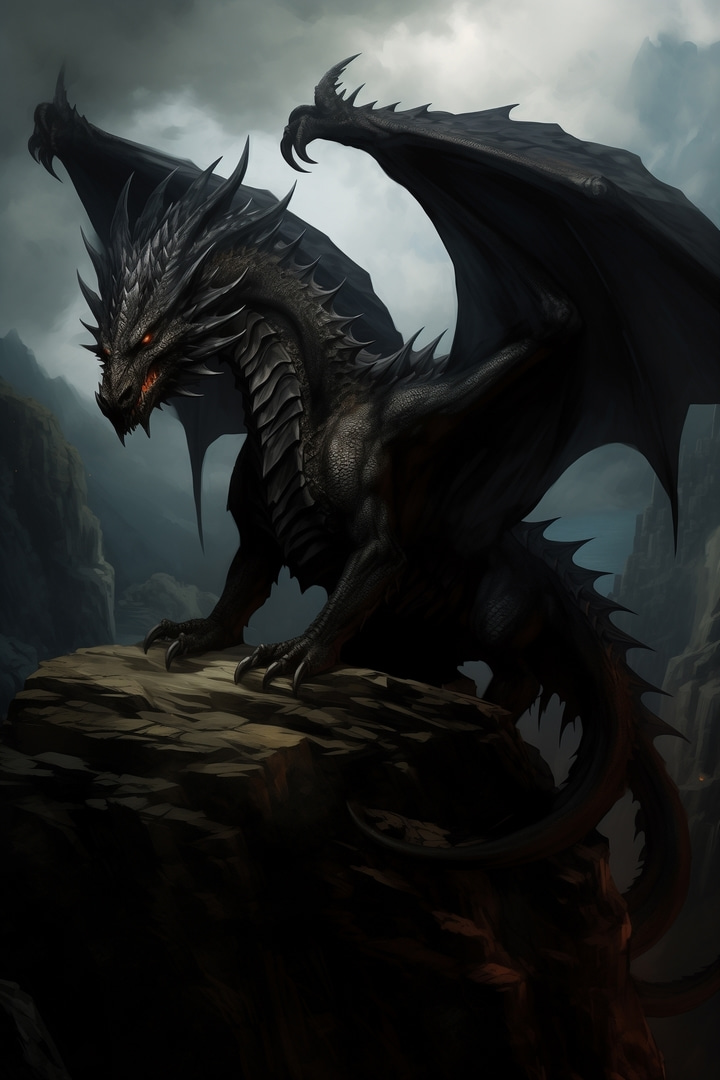 Dragon deasupra stâncilor — design complet