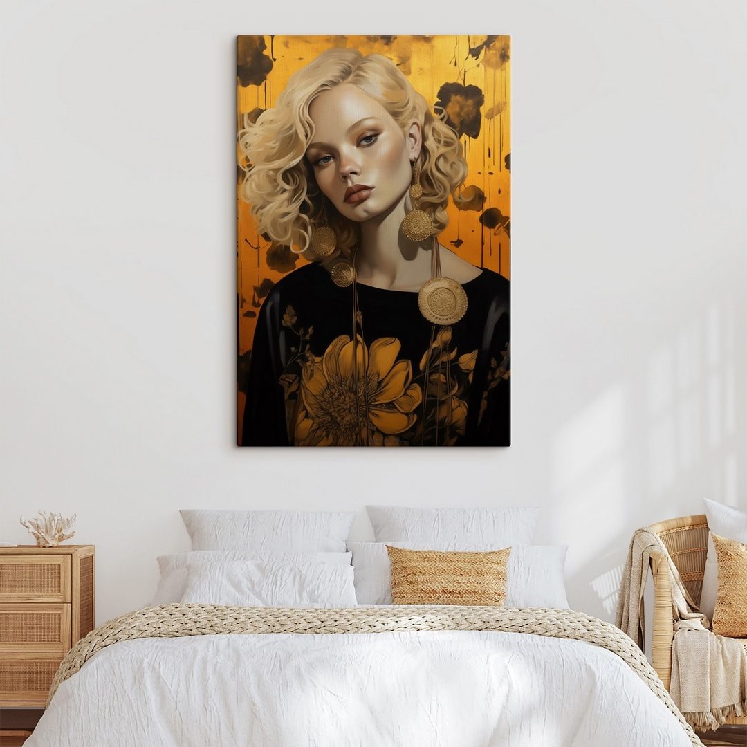Flori aurii pe rochie — interior 2