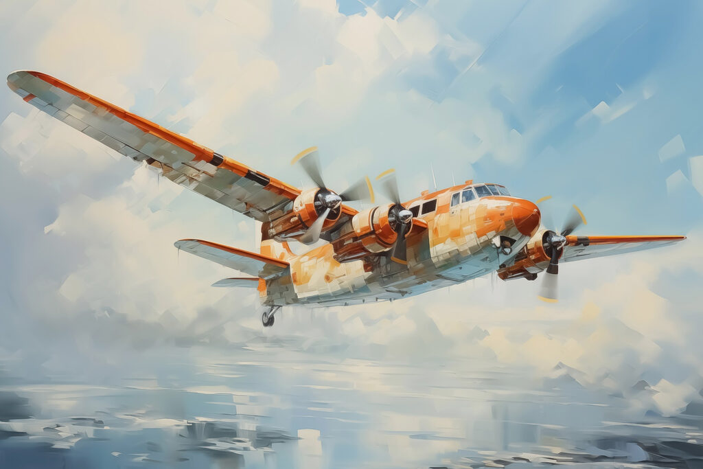 Avion vechi printre nori — design complet
