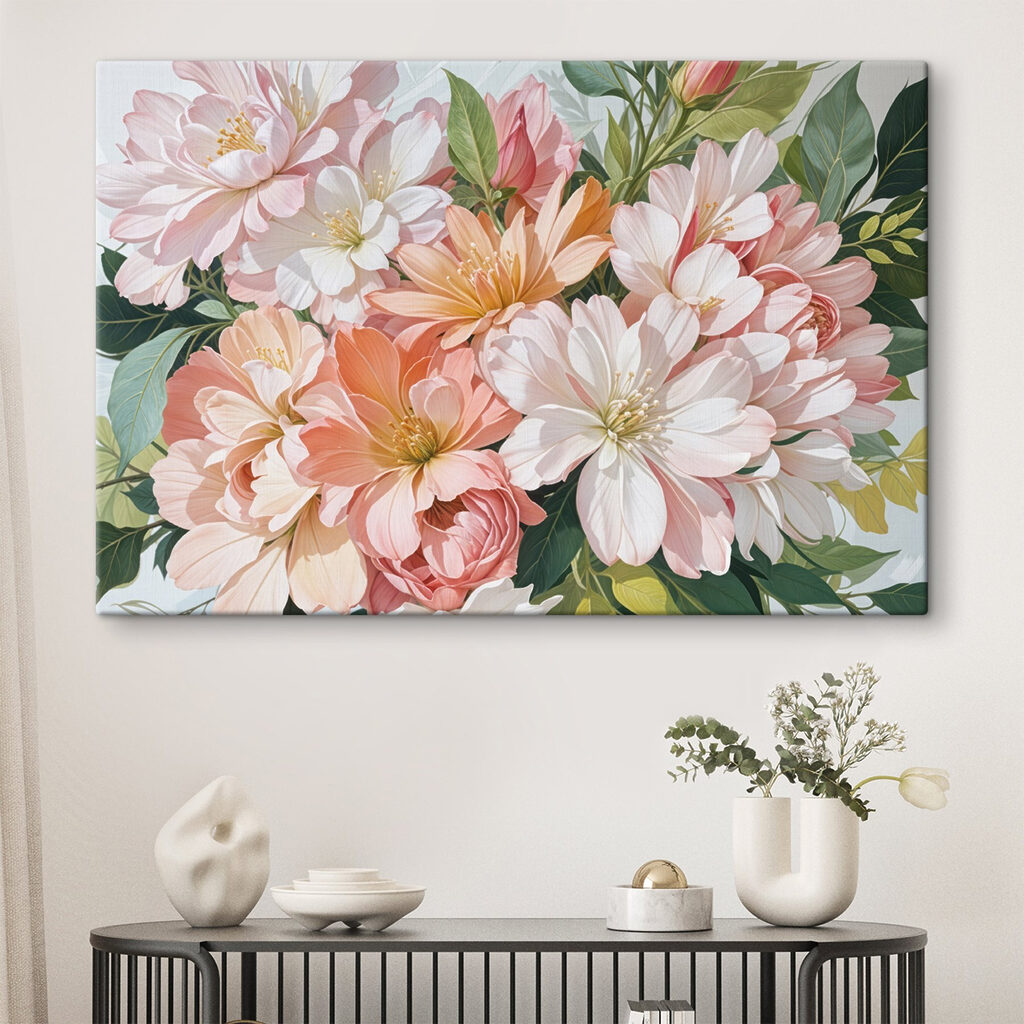 Flori pastel printre frunze — interior 2