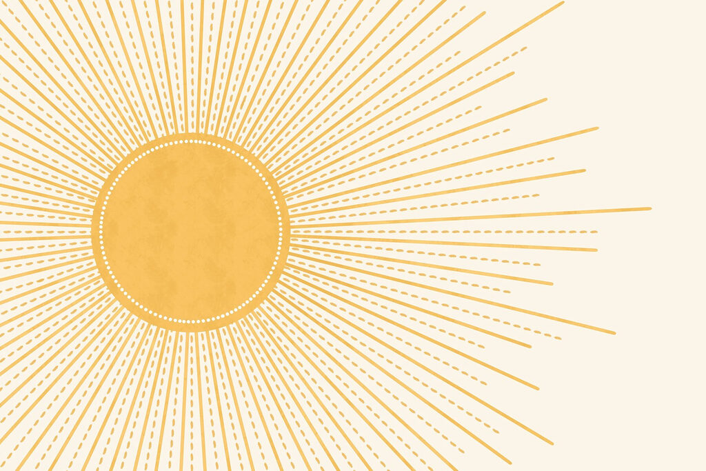 Soare cu raze punctate — design complet