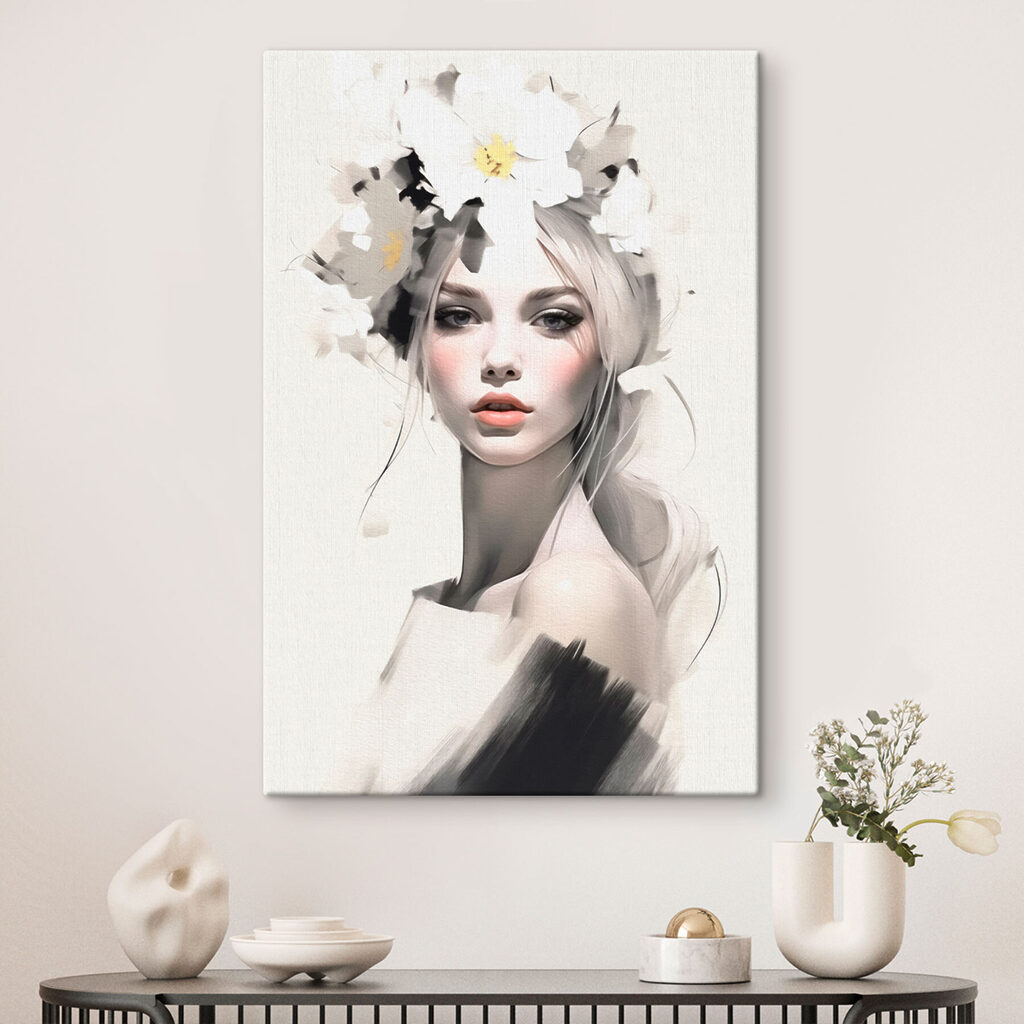 Portret sub flori albe — interior 1