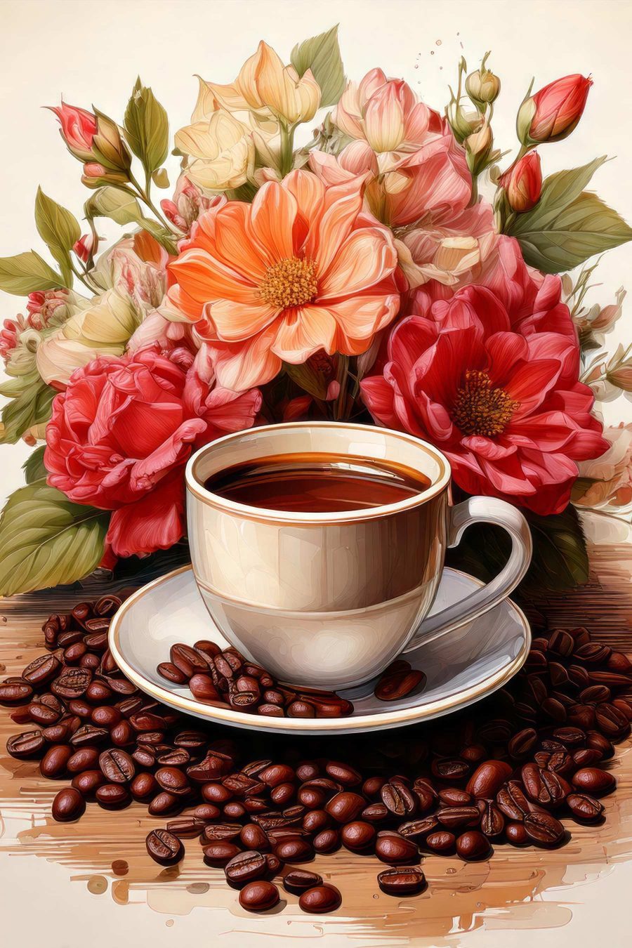 Cafea între trandafiri — design complet