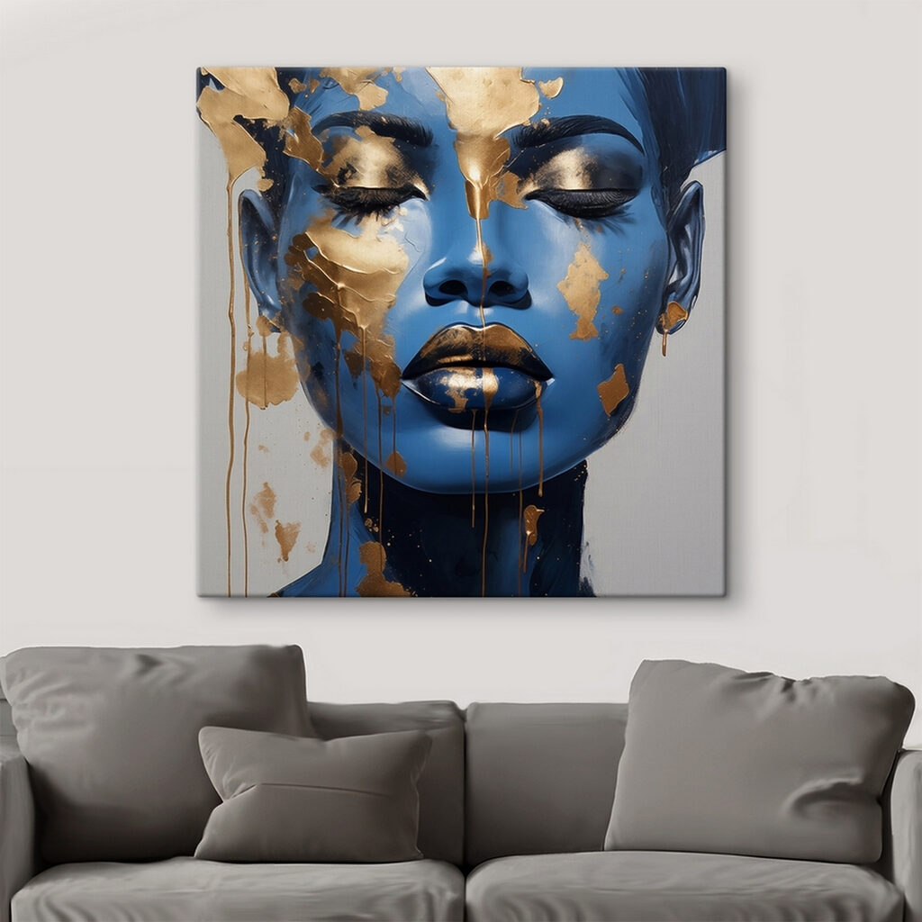 Portret albastru cu aur — interior 2