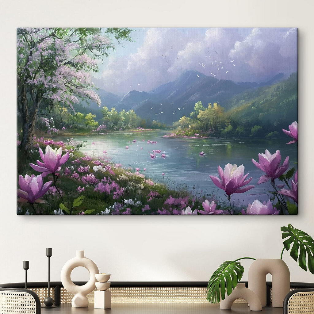 Lac de munte înflorit într-un interior