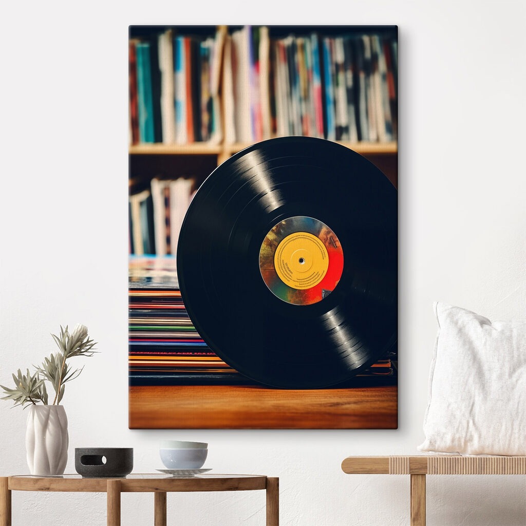 Vinil între albume într-un interior