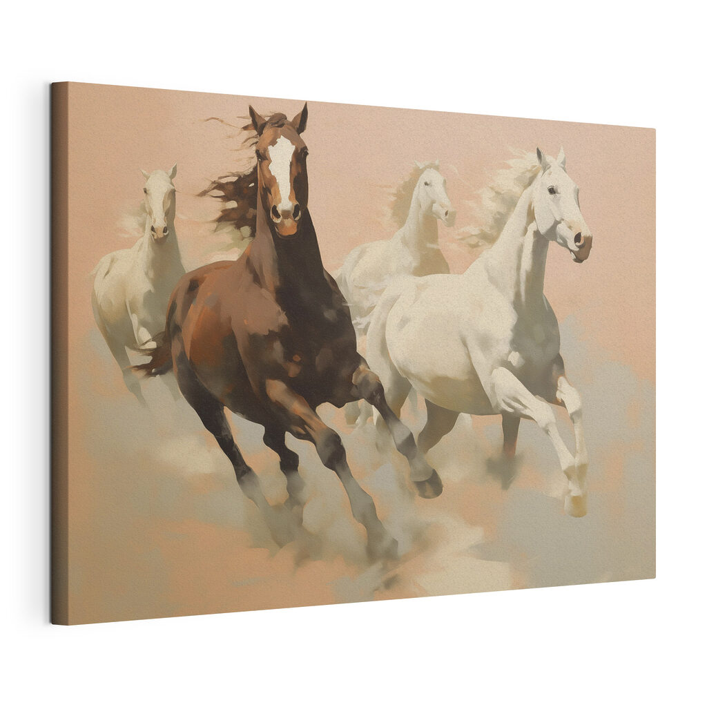 Cai în galop, tablou pe pânză întinsă, cu margine continuă