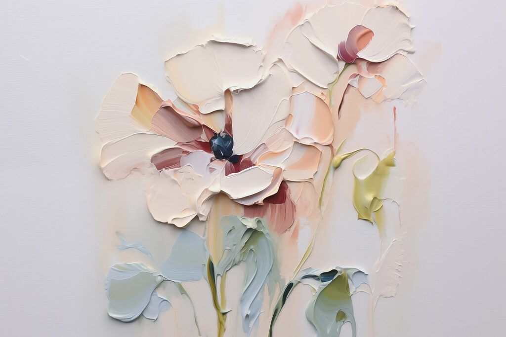 Flori pastelate, tușe pale — design complet