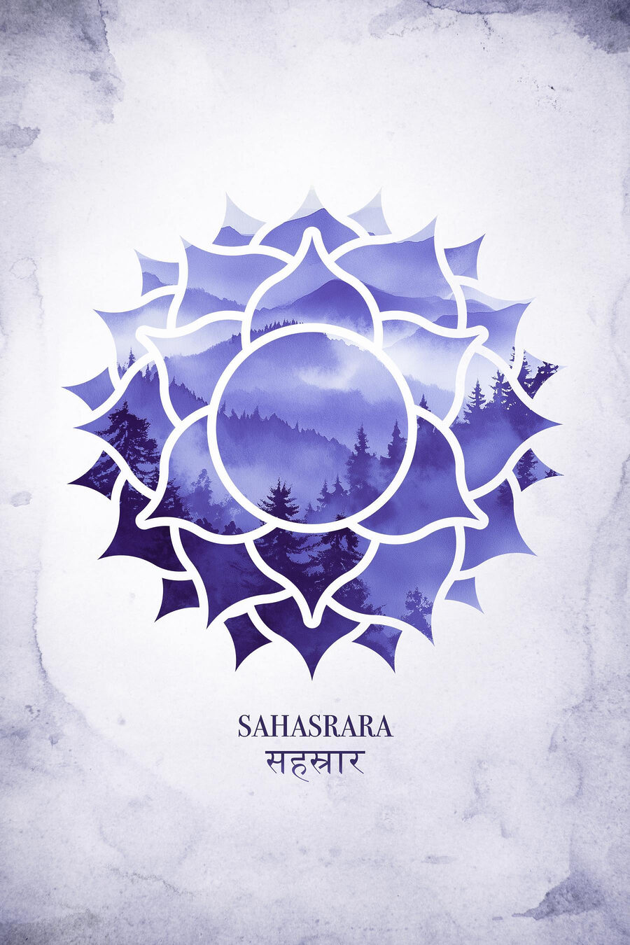 Chakra coroanei în mov — design complet