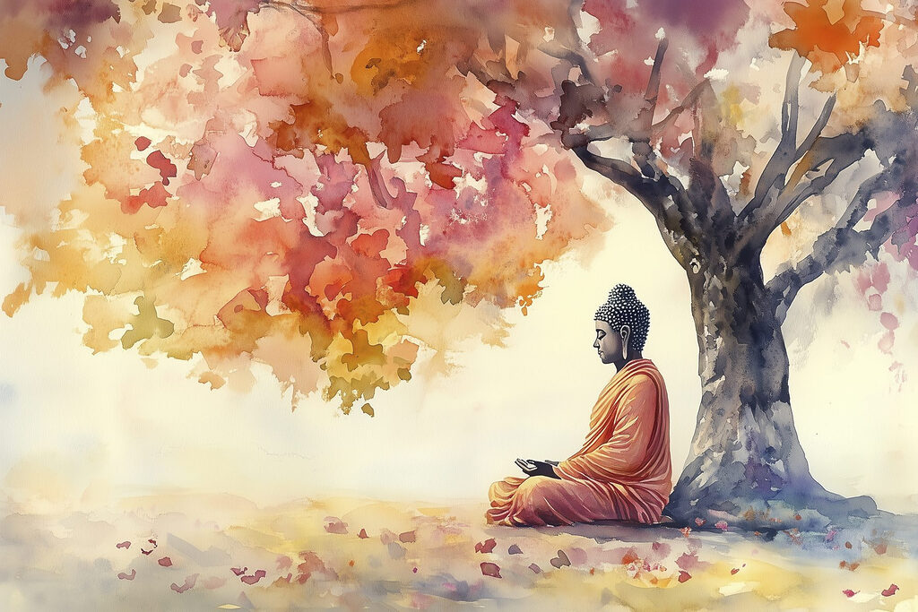 Buddha în frunzișul toamnei — design complet