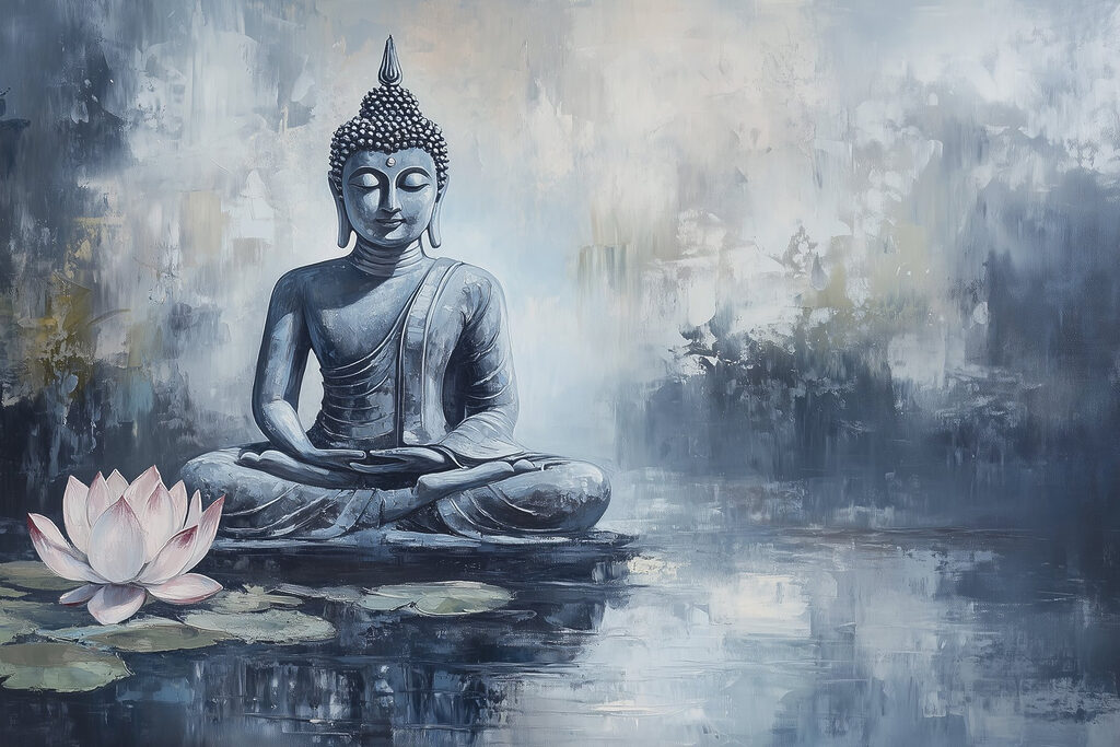Buddha în ceață albastră — design complet