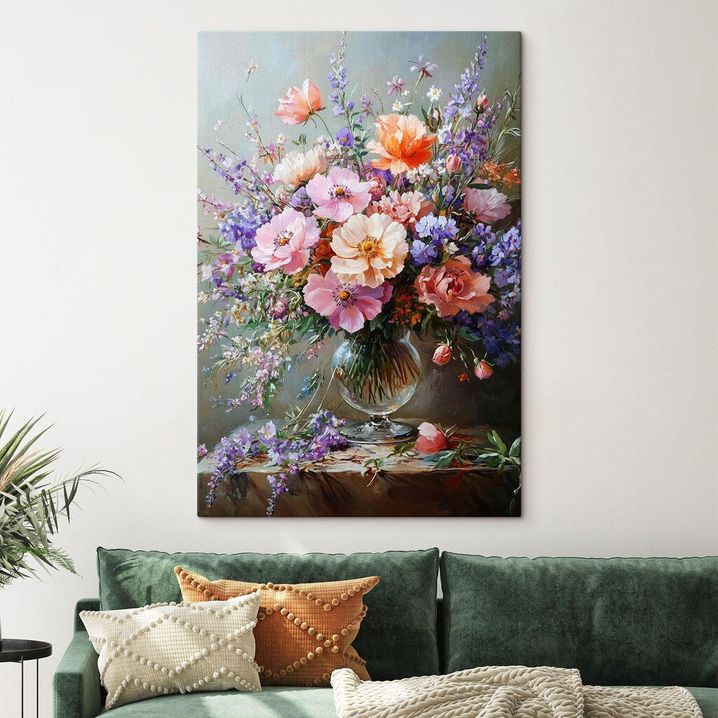 Buchet colorat cu lavandă într-un interior