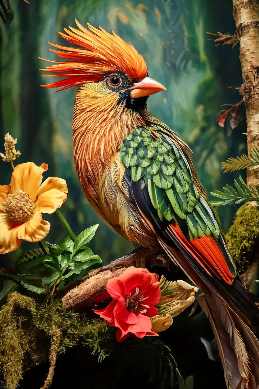 Pasăre cu moț tropical — design complet